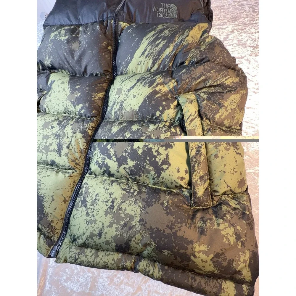 The North Face Nuptse 700 Down Vest Mens L Green Camo Puffer NF00C760